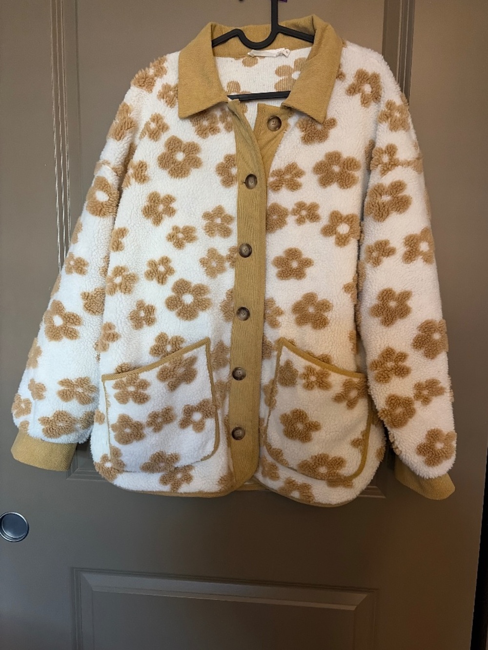 All In Favor Daisy Floral High Pile Fleece Shacket